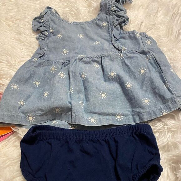 Carter’s 12M Denim Sunshine Outfit & Tropical Plants Outfit - Picture 3 of 5